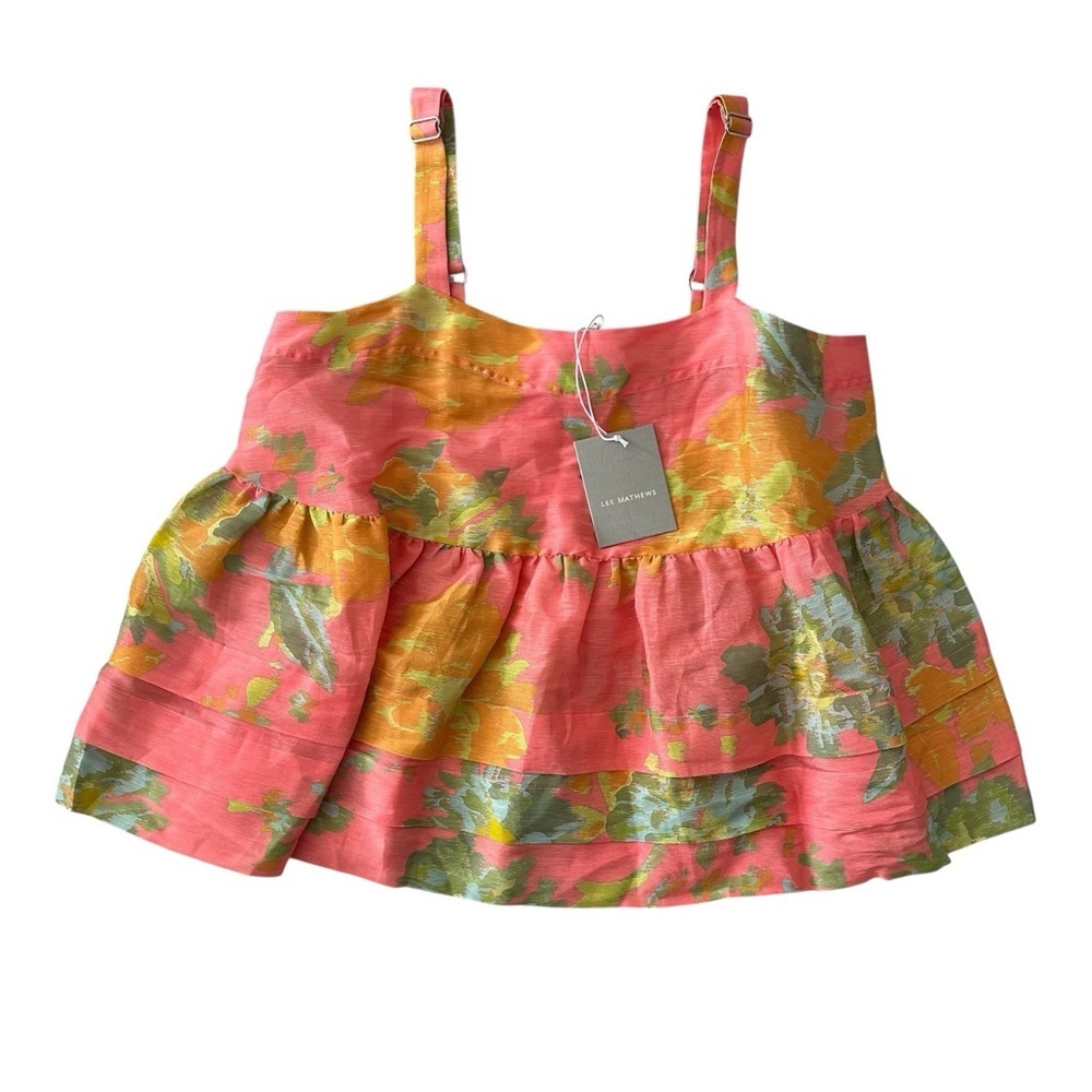 Lightweight Coral Floral Tiered Camisole with Adjustable Straps